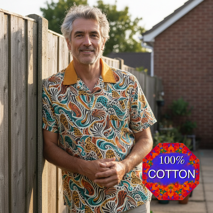 “Retro Vibes” Men's Casual Hawaiian Short Sleeve Shirt | 125GSM Cotton