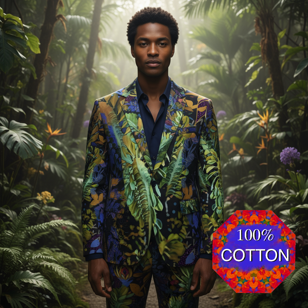 “Spotlight Fern” Men's Casual Flat Lapel Collar Blazer | 245GSM Cotton