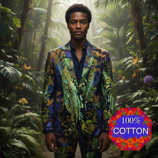 “Spotlight Fern” Men's Casual Flat Lapel Collar Blazer | 245GSM Cotton