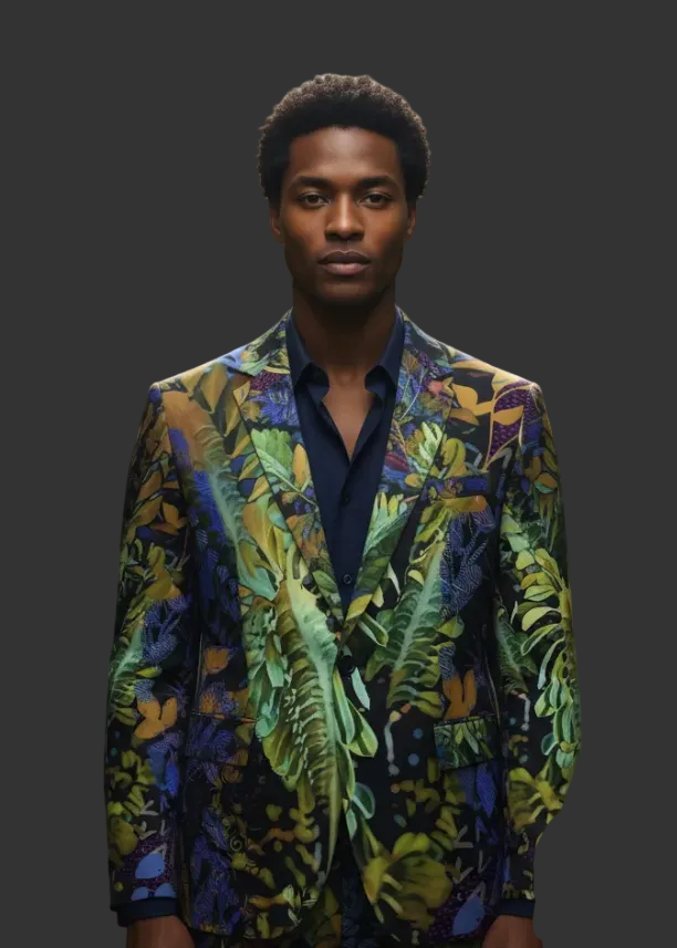 “Spotlight Fern” Men's Casual Flat Lapel Collar Blazer | 245GSM Cotton