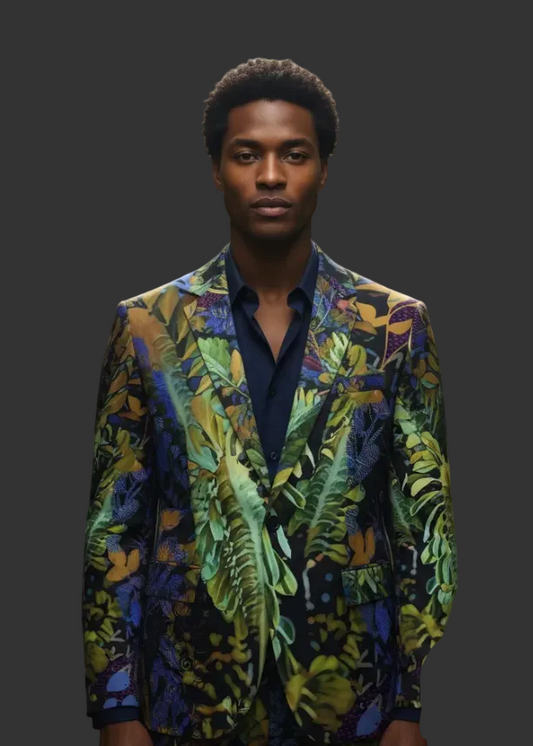 “Spotlight Fern” Men's Casual Flat Lapel Collar Blazer | 245GSM Cotton