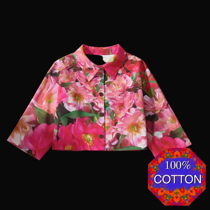 “Summer Blush” Women's Cropped Jacket | 245GSM Cotton