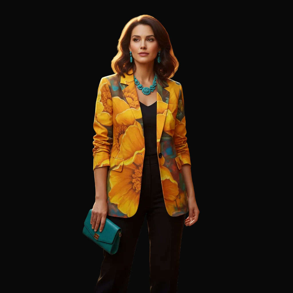 “Golden Cascade” Women's Leisure Blazer | 245GSM Cotton