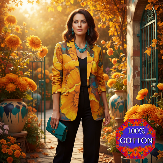 “Golden Cascade” Women's Leisure Blazer | 245GSM Cotton