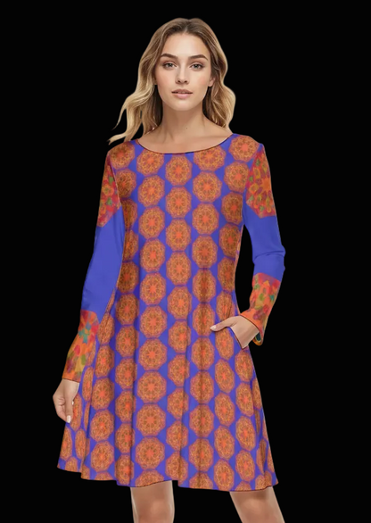 “Warm Hexa” “Warm Hexa” Women's Round Neck Dress|190GSM Cotton