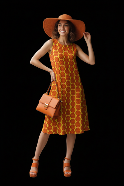 “Warm Hexa” Women's Sleeveless Dress With Pocket|125GSM Slub Cotton