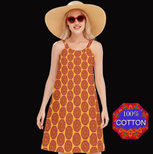 “Warm Hexa” Women's O-neck Cami Dress | 190GSM Cotton