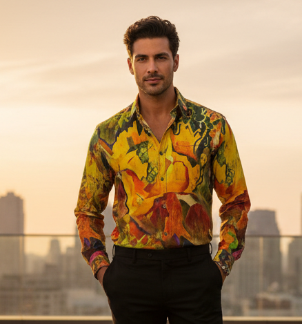 Men's Casual Lapel Long Sleeve Shirt|125GSM Cotton