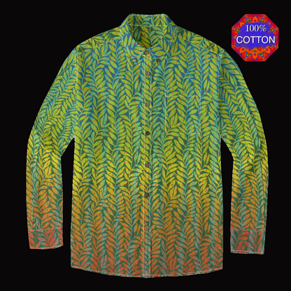 “Ecology” Men's Casual Lapel Long Sleeve Shirt|125GSM Cotton