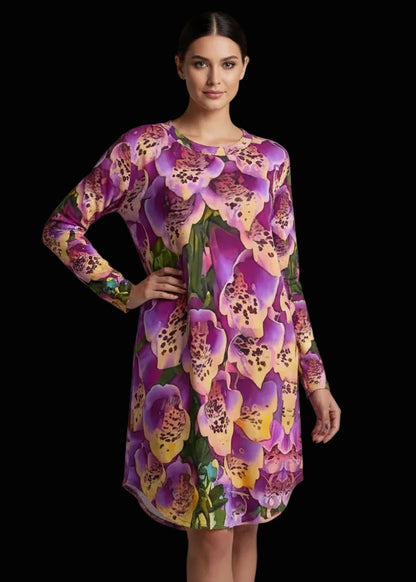 “Foxglove Cascade“ Women's Dress | 180GSM Cotton