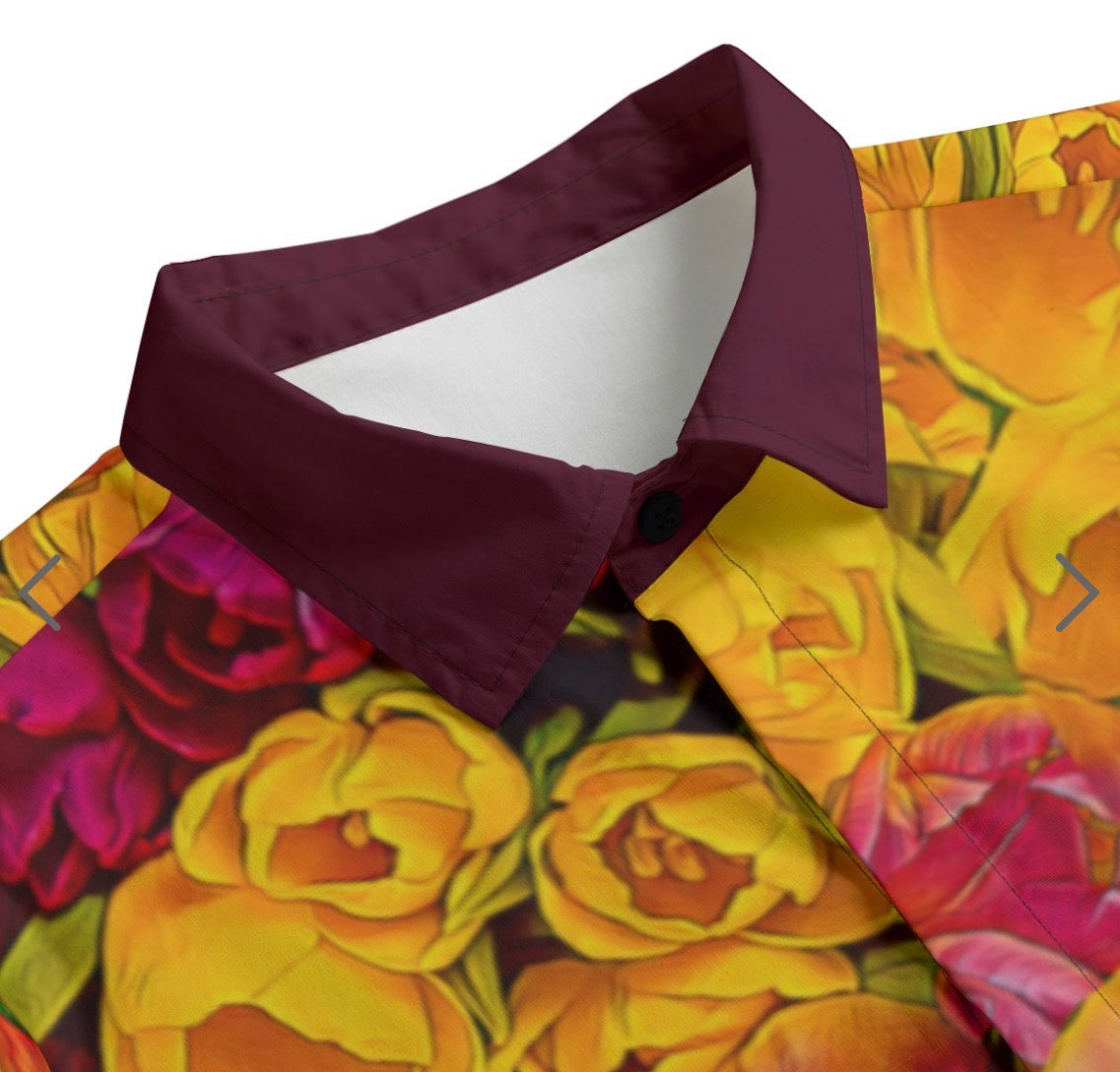 “Radiant Harmony” Men's Lapel Collar Shirt With Concealed Placket |115GSM Cotton poplin