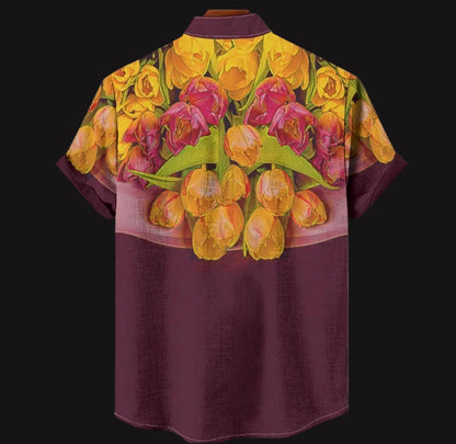 “Radiant Harmony” Men's Stand Collar Shirt|115GSM Cotton poplin