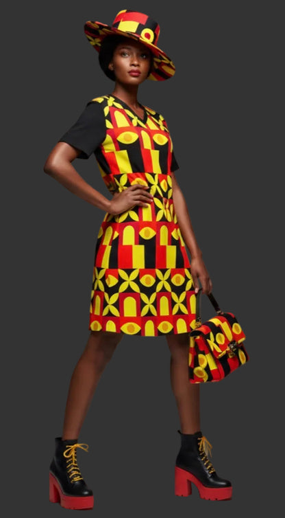 “Tricolour” Women's V Neck Dress|180GSM Cotton