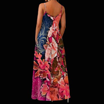 “Celestial Bloom” Women's Elegant V-Neck Maxi Dress