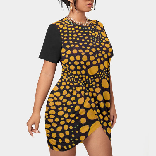 “Spot Me” Women’s Stacked Hem Dress With Short Sleeve（Plus Size）