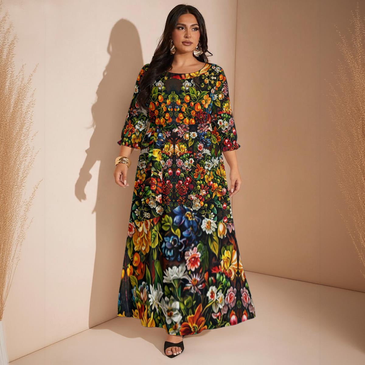 “Midnight Garden” Women’s Maxi Dress|Plus Size