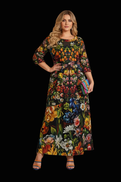 “Midnight Garden” Women’s Maxi Dress|Plus Size