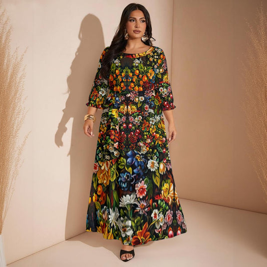“Midnight Garden” Women’s Maxi Dress|Plus Size