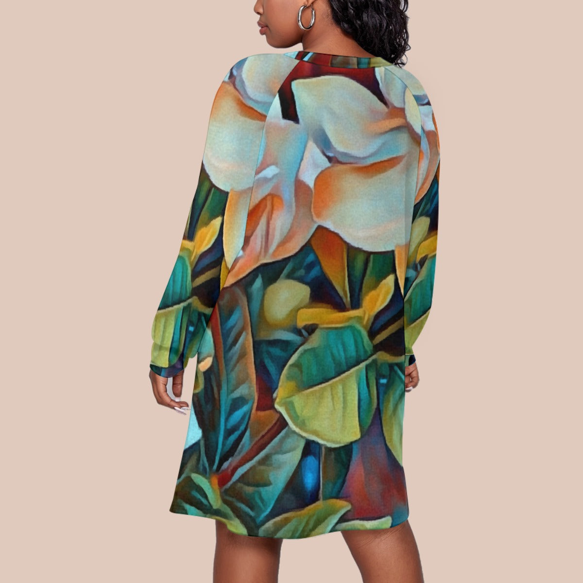 “Gardenia” Women's Dress With Raglan Sleeve(Plus Size)