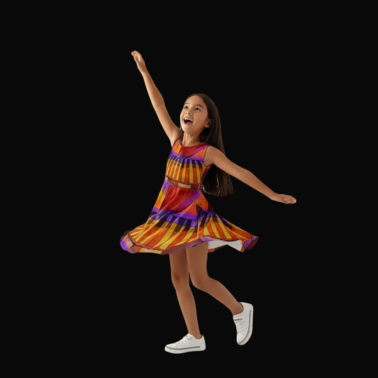 “Carnival” Girls Sleeveless A-Line Dress