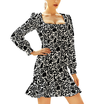 “Monochrome” Women's Ruffle Hem Skinny Dress