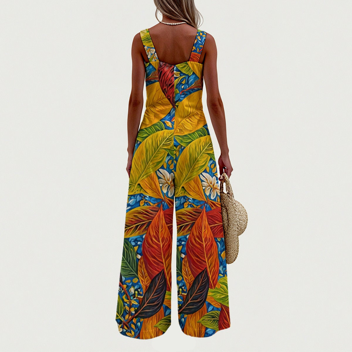 “Botanical Rhapsody” Women's Wide-Leg Jumpsuit