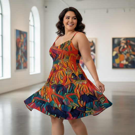 “Chromatic Fusion Dress” Spaghetti Strap Dress