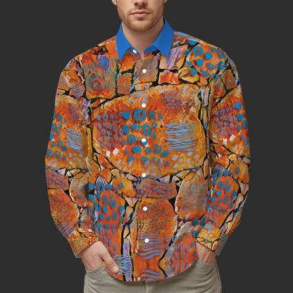 “Azure Canyon” Men's Slim Fit Long Sleeve Shirt