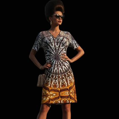 “Gothic Rose”  Women's V Neck Dress|180GSM Cotton