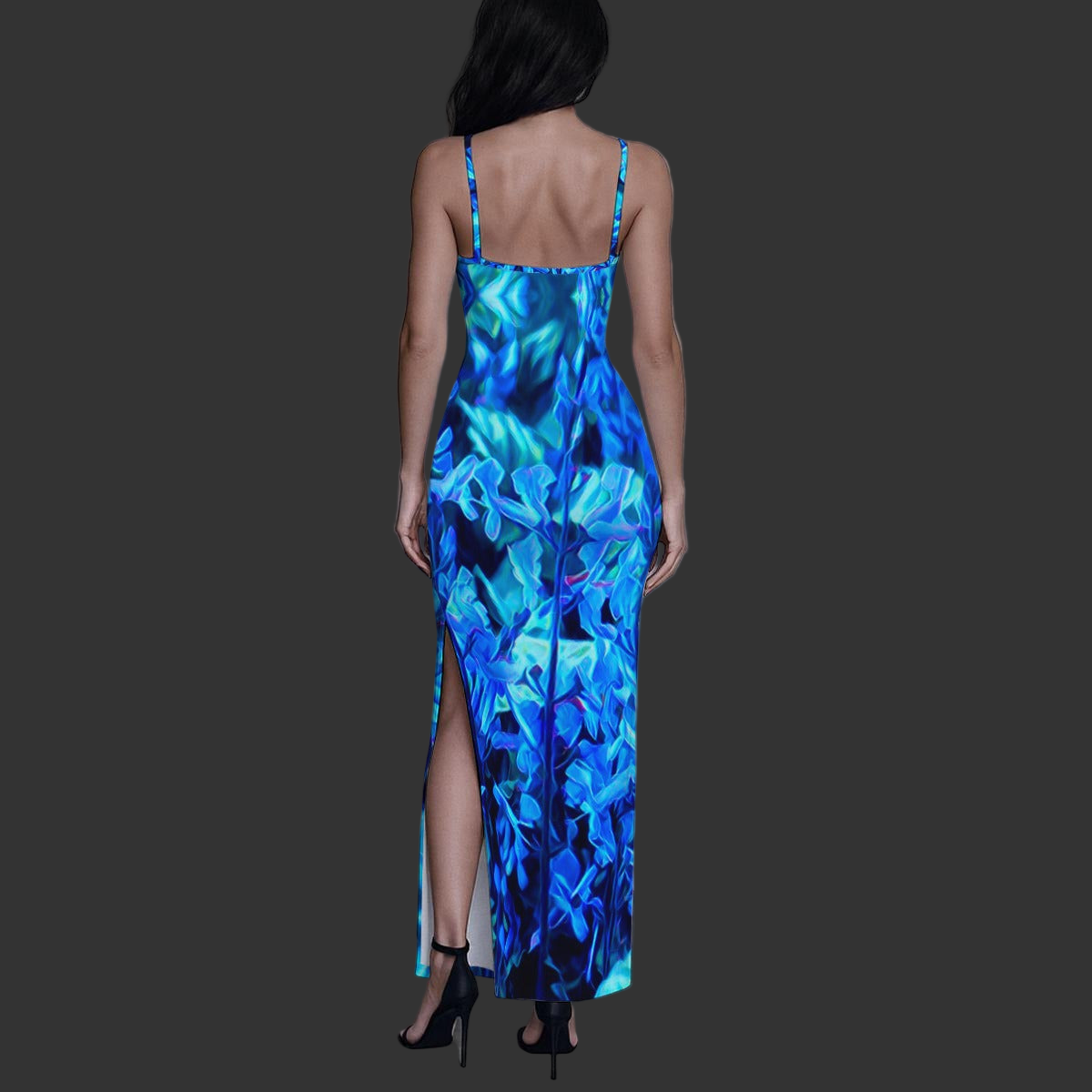 “Electric Blue”  Women's Long Dress with Slit