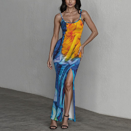 “Oceanic”  Women's Long Dress with Slit