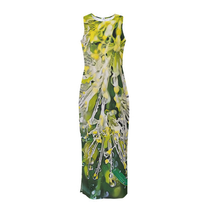 “White Bottlebrush”  Women's Beach Perspective Chiffon Sleeveless Dress