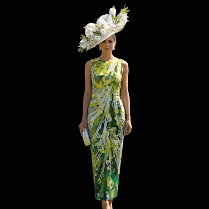 “White Bottlebrush”  Women's Beach Perspective Chiffon Sleeveless Dress