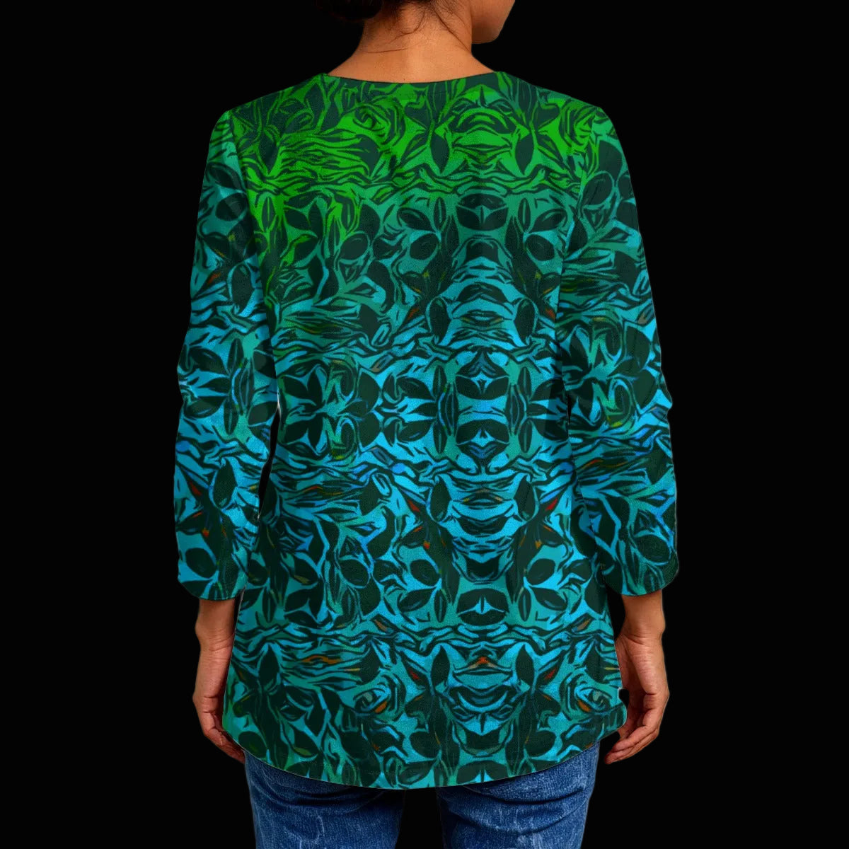 “Tribal Oceanic” Women's Faux Sweater Cardigan