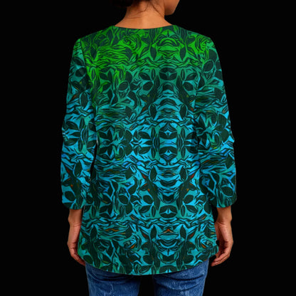 “Tribal Oceanic” Women's Faux Sweater Cardigan