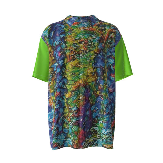“Flouro Jungle” Men's Imitation Silk Short-Sleeved Shirt