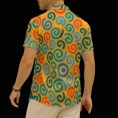 “Spiralling” Men's Imitation Silk Short-Sleeved Shirt