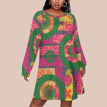 “Neo-retro” Women's Dress With Raglan Sleeve(Plus Size)