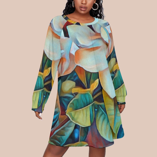 “Gardenia” Women's Dress With Raglan Sleeve(Plus Size)