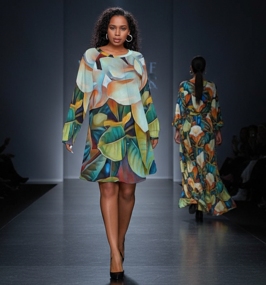 “Gardenia” Women's Dress With Raglan Sleeve(Plus Size)