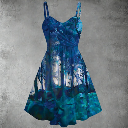 “Blue Forest” Women's Spaghetti Strap Dress