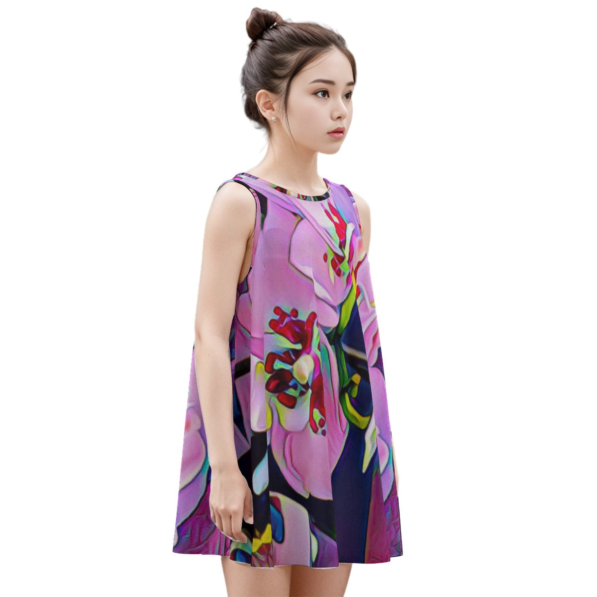 “Pink Orchid” Kid's Sleeveless Dress | 180GSM Cotton
