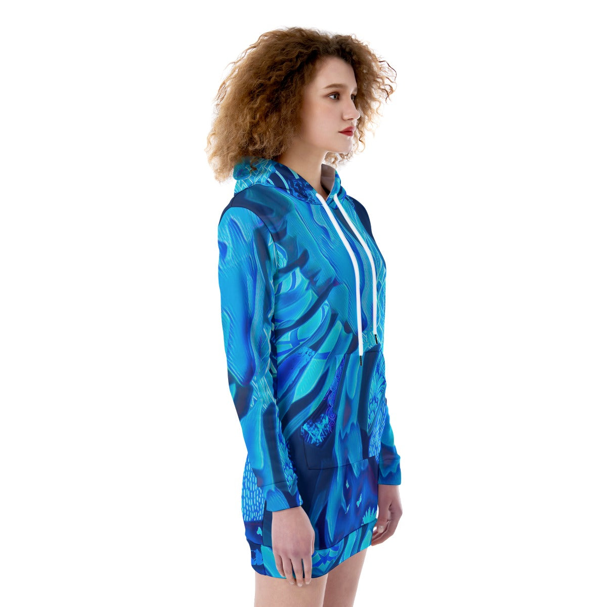 “Azure Dreamscape” Women's Heavy Fleece Long Hoodie