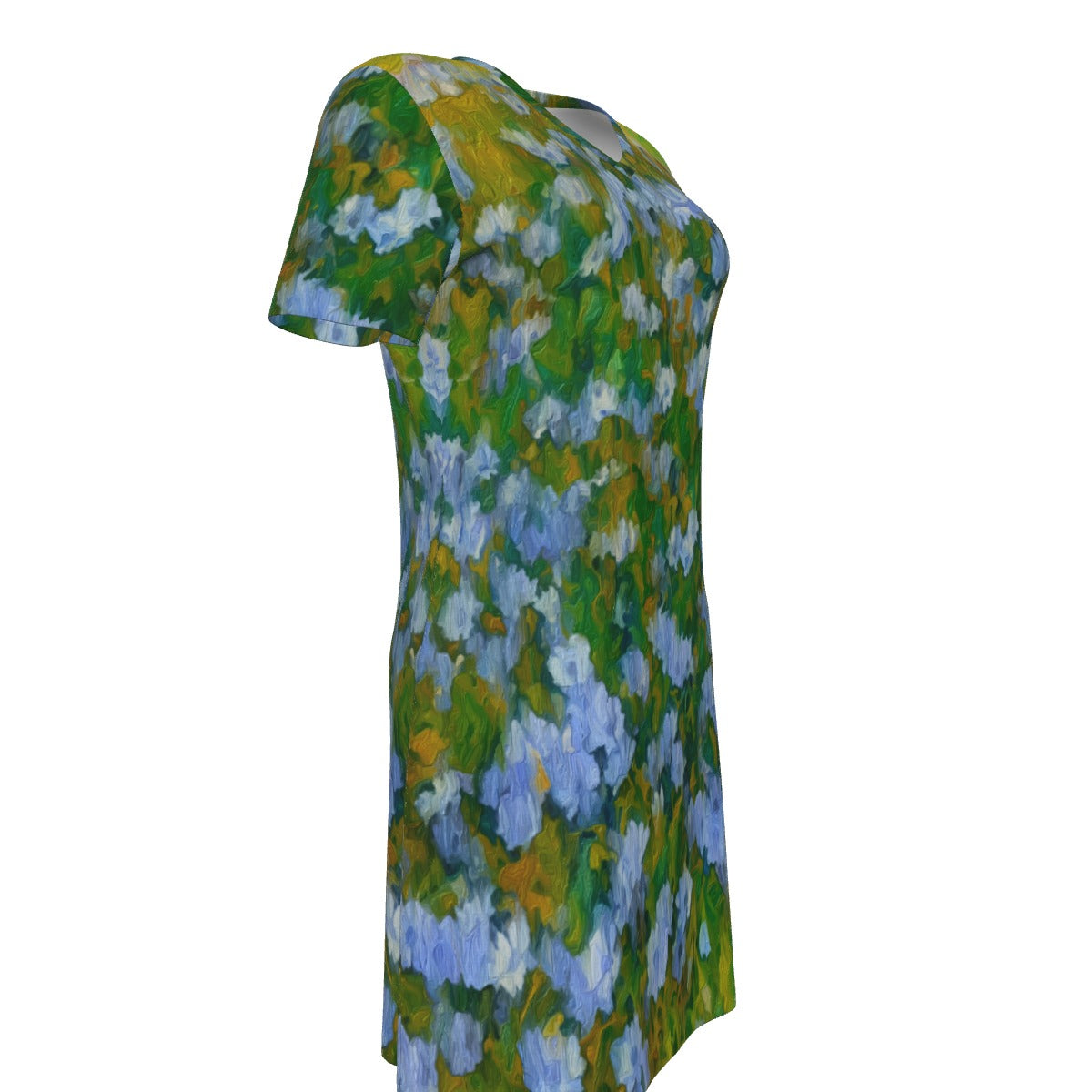 “Dreamscape Garden” Women's V Neck Dress|180GSM Cotton