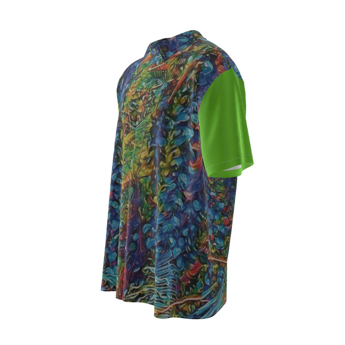 “Flouro Jungle” Men's Imitation Silk Short-Sleeved Shirt