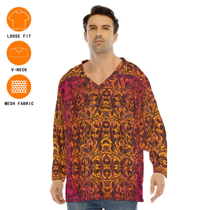 “Tribal Sunset” Men's V-neck Ice Hockey Jersey