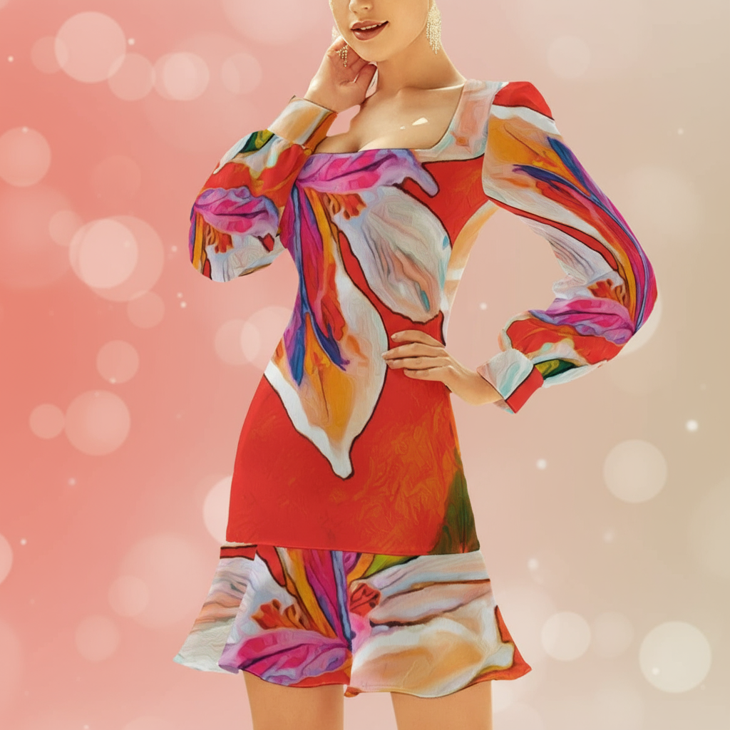 “Dietes” Women's Ruffle Hem Skinny Dress