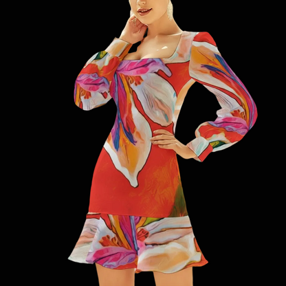 “Dietes” Women's Ruffle Hem Skinny Dress
