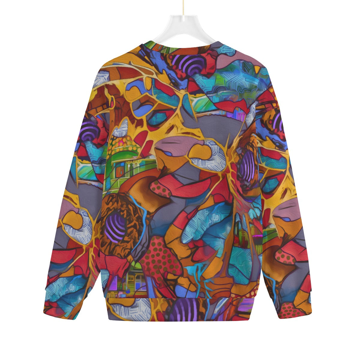 “Fractured Dreamscape” Unisex Drop-shoulder Knitted Fleece Sweater