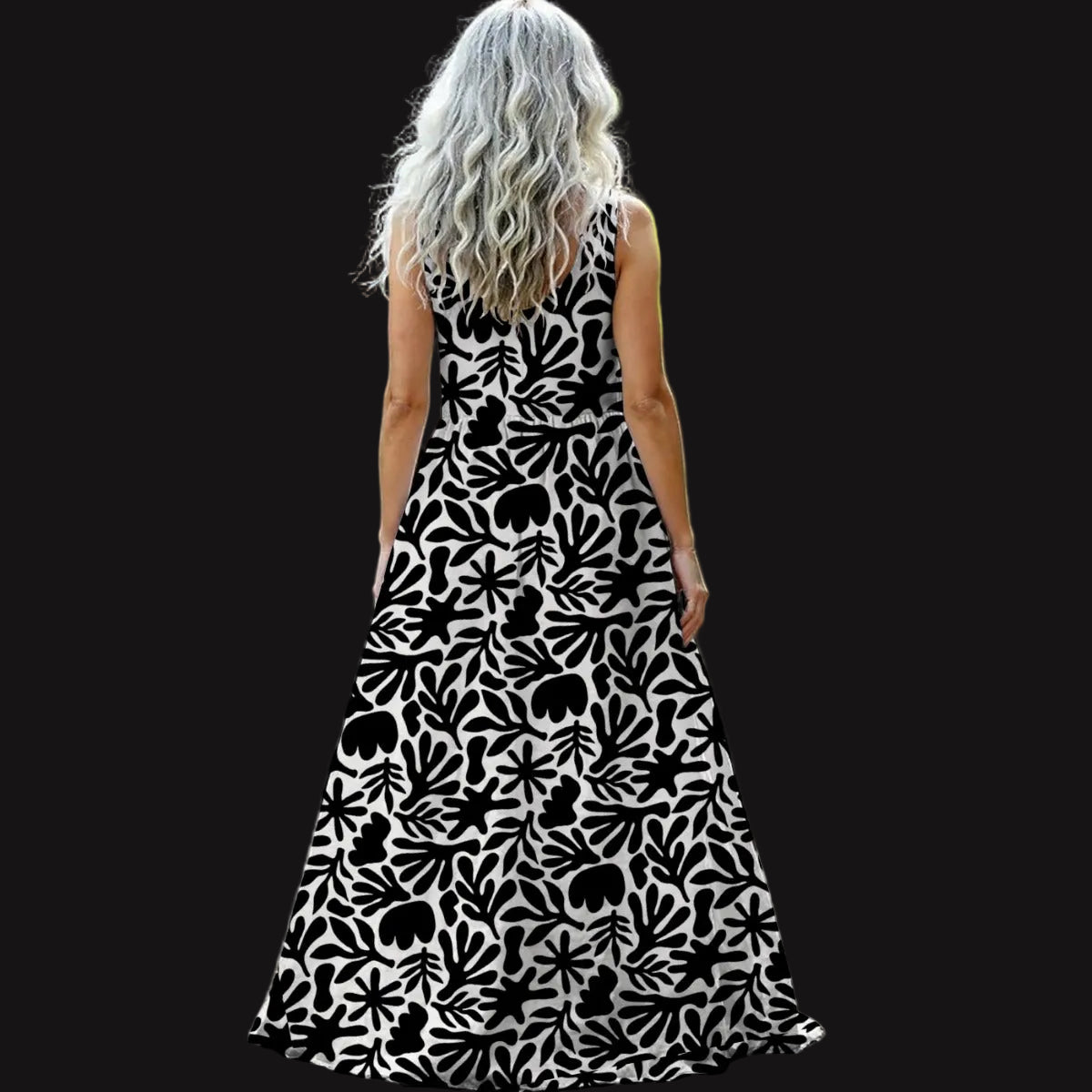 “Monochrome” Women’s Sleeveless Maxi Dress